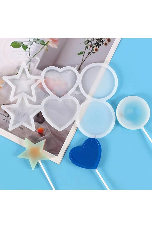 Cakepops Star Heart Circle Lollipop Candy Chocolate & Pastry Silicone Mold