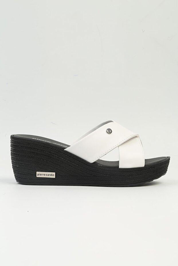 Pc-3513 White Black Wedge Heel Orthopedic Daily Women's Slippers