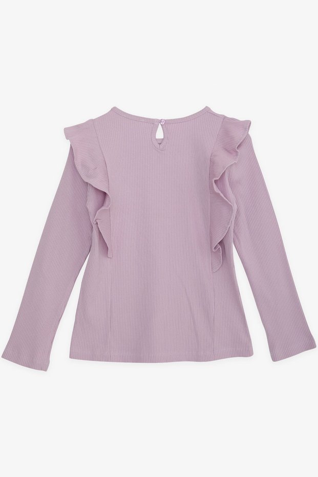 Girl's Long Sleeve Blouse Ruffled, Age 4-8, Light Lilac