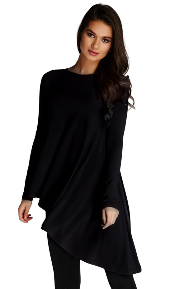 Women's Black Asymmetric Cut Blouse 14L4103