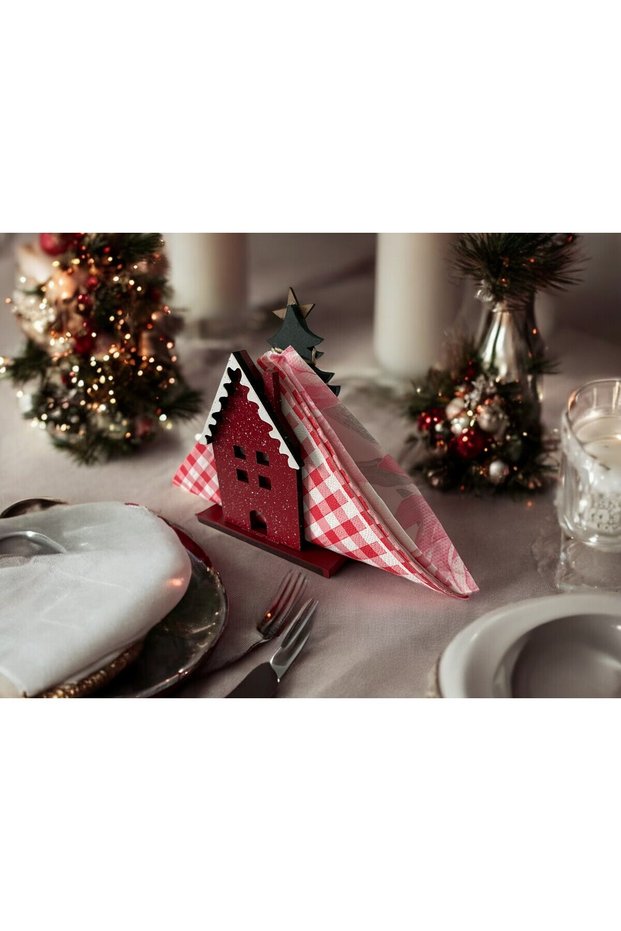 Christmas Themed Wooden Napkin Holder - Christmas Table Decor