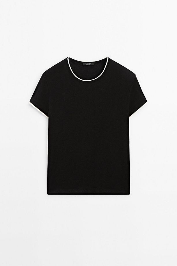 İnce kontrast t-shirt - 5