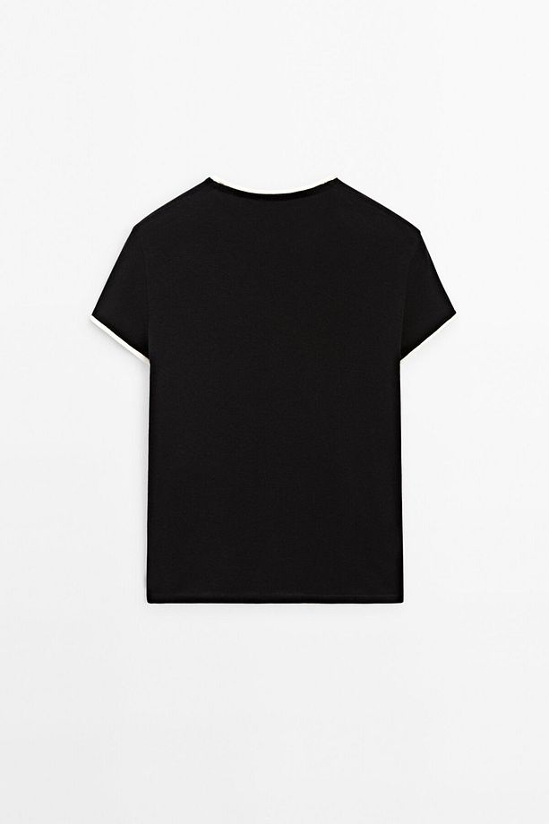İnce kontrast t-shirt - 7