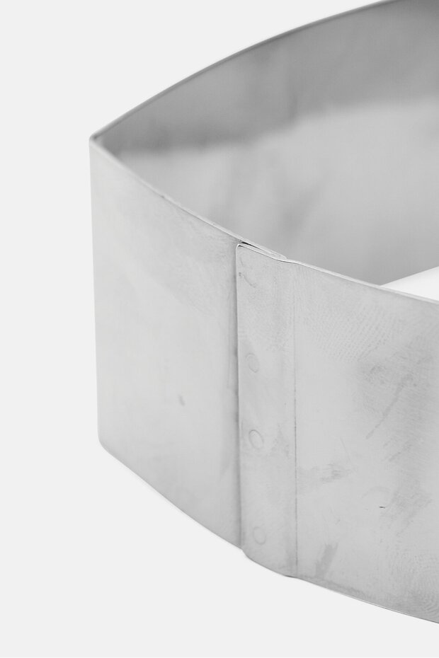 خاتم على شكل بطن مربع، فضي - 3