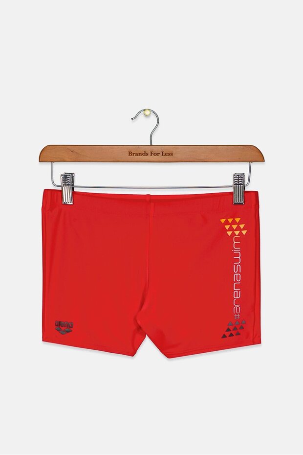 شورت سباحة رجالي مطبوع برباط، أحمر - 1