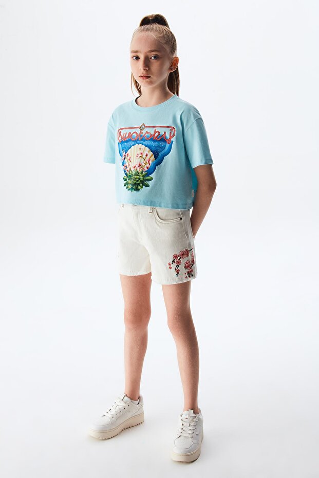 Bg Store Girl's Blue Tshirt 23Ss0Sw6533