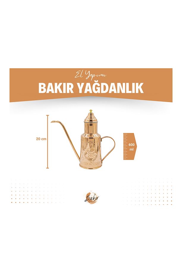 Bakır Yağdanlık Işlemeli Model Bakır Renk - 6