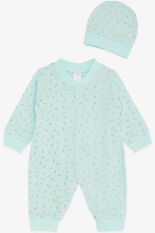 Baby Girl Jumpsuit Colorful Patterned 0-3 Months-6 Months, Water Green