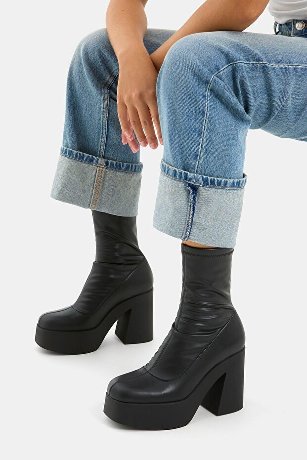 Streç topuklu platform bot - 2