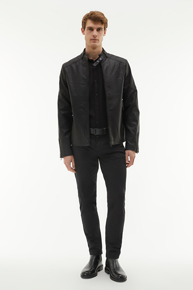 DERİ GÖRÜNÜMLÜ CEKET - 7