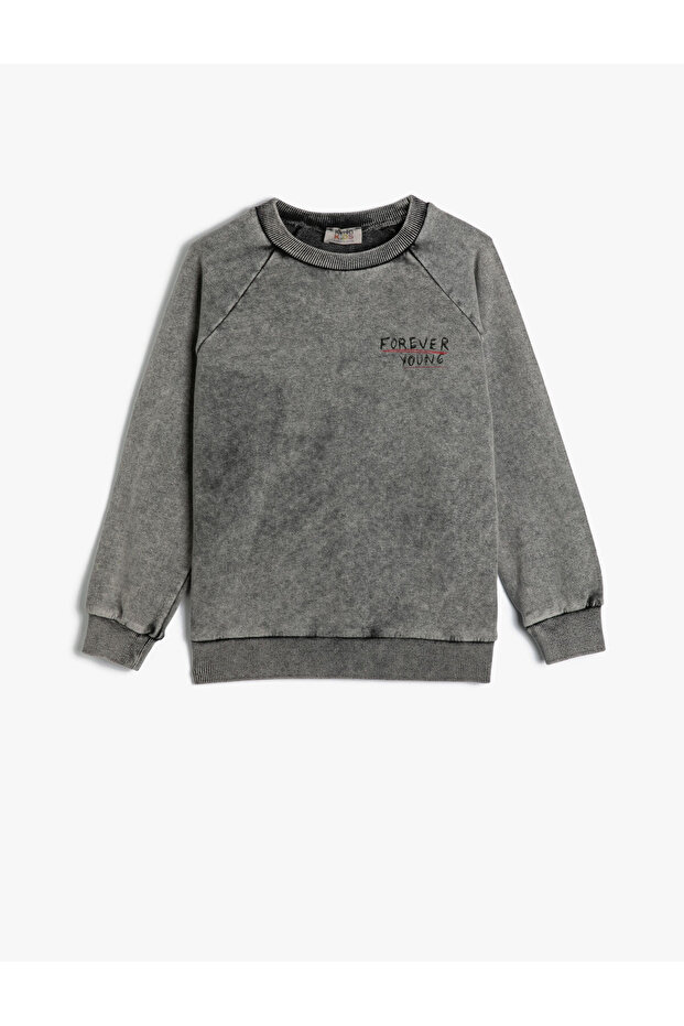 Sweatshirt Long Sleeve Crew Neck Slogan Printed Cotton