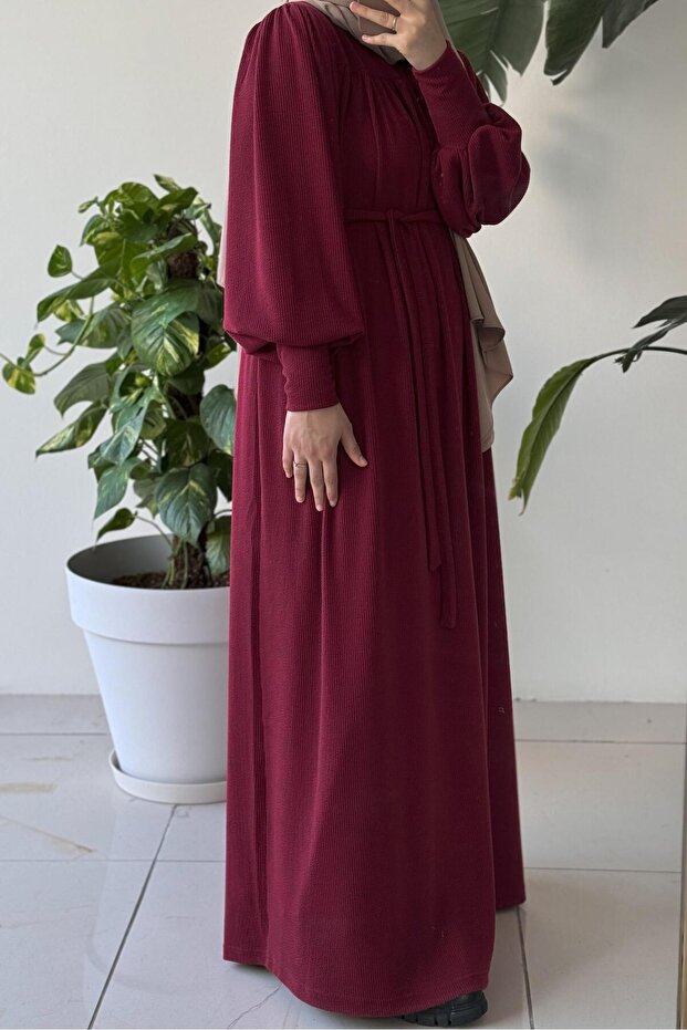 Ece Triko Elbise- Bordo - 6