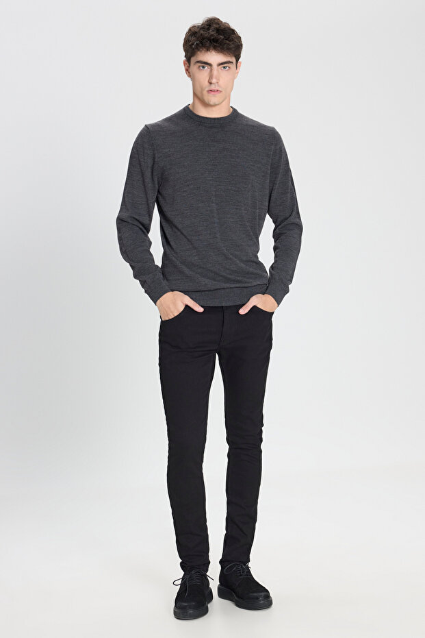 Pamuklu Likralı Esnek Slim Fit Dar Kesim 5 Cepli Kot Jean Denim Erkek Siyah Pantolon - 5