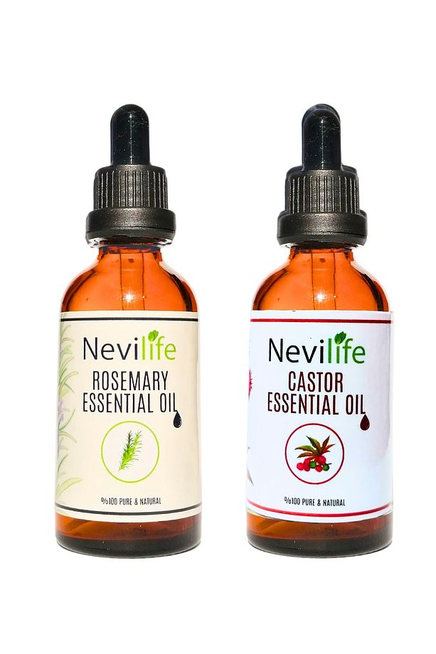 Doğal Biberiye Yağı 20 ml ve Hint Yağı 20 ml - Güçlü Saç ve Cilt Bakımı İkili Set - 1