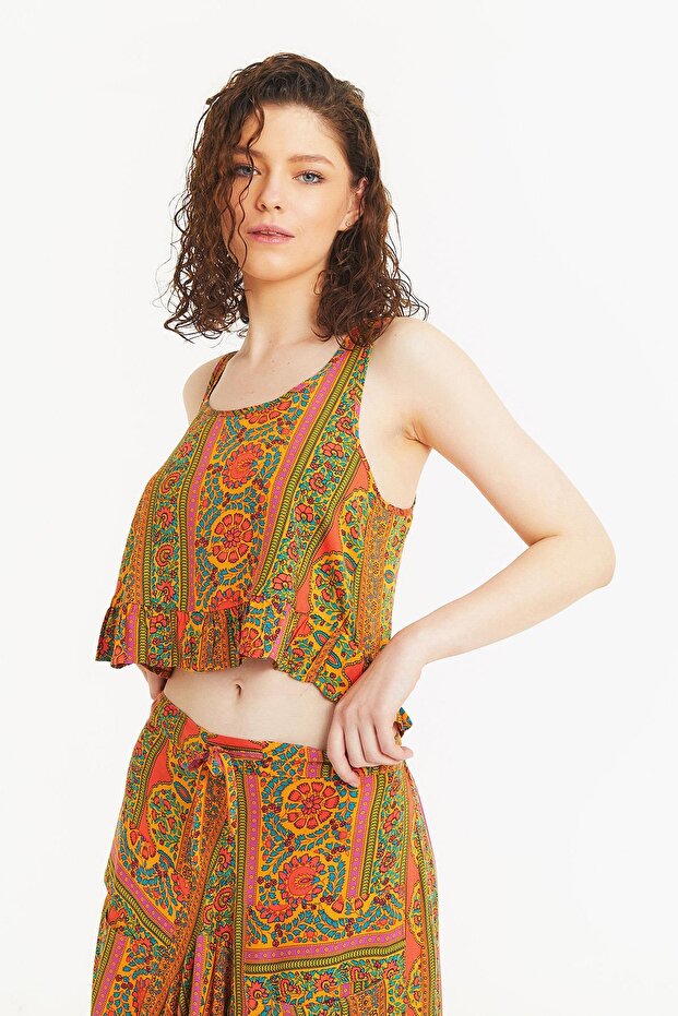 Kalın Askılı Crop Bluz - 3