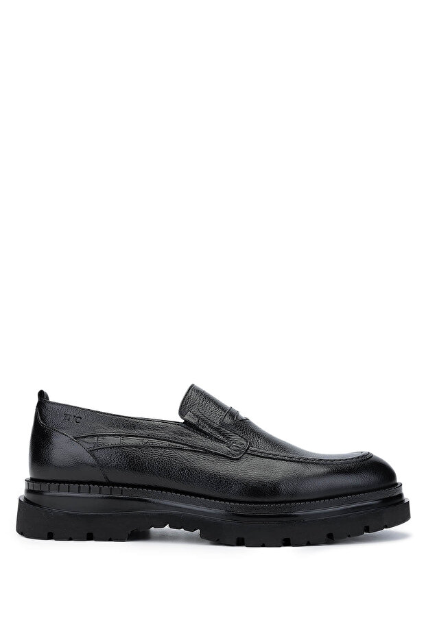 Men's Genuine Leather Black Loafer Shoes