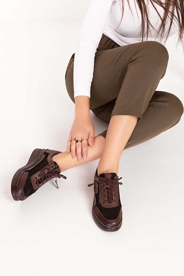 Genuine Leather Anatomical Sole Comfortable Zippered Shoes Usl.2149