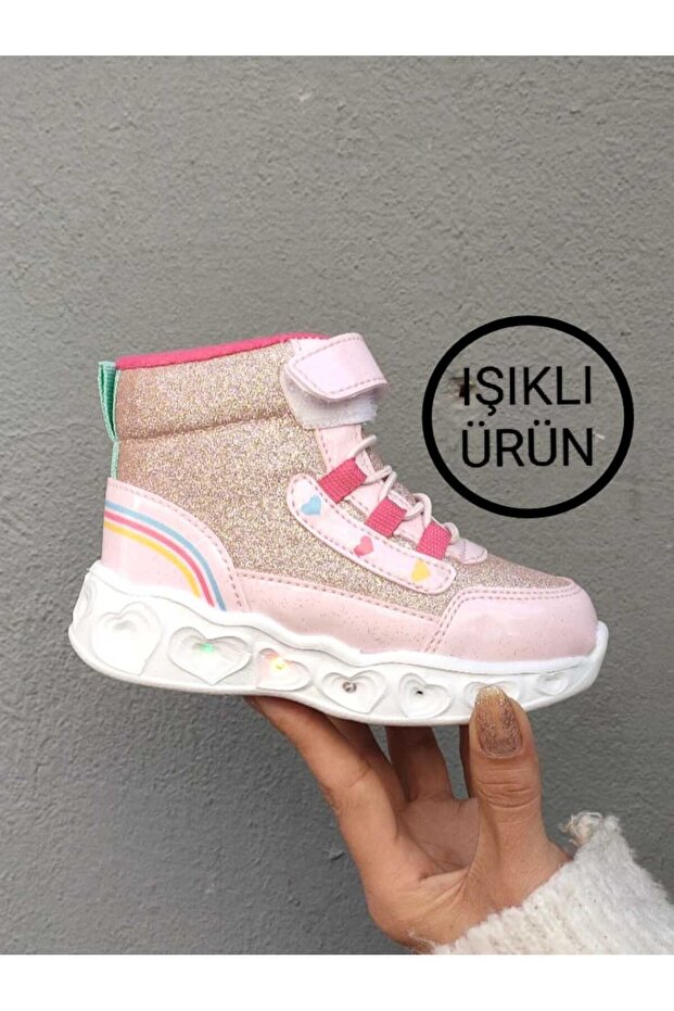 IŞIKLI,SİMLİ KIZ ÇOCUK KAR BOTU EVA HAFİF ORTOPEDİK TABAN,SICAK İÇ ASTAR - 2