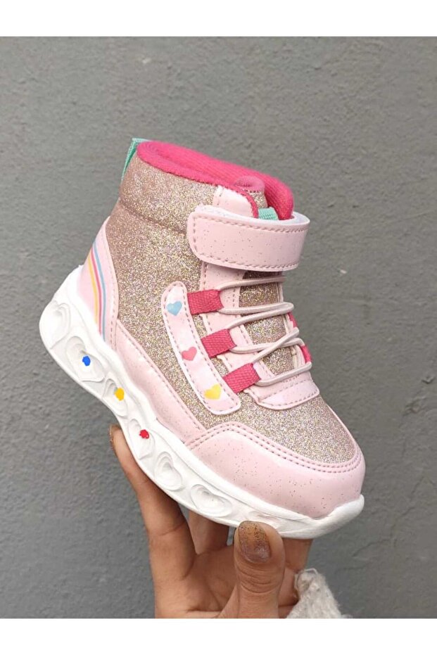 IŞIKLI,SİMLİ KIZ ÇOCUK KAR BOTU EVA HAFİF ORTOPEDİK TABAN,SICAK İÇ ASTAR - 3