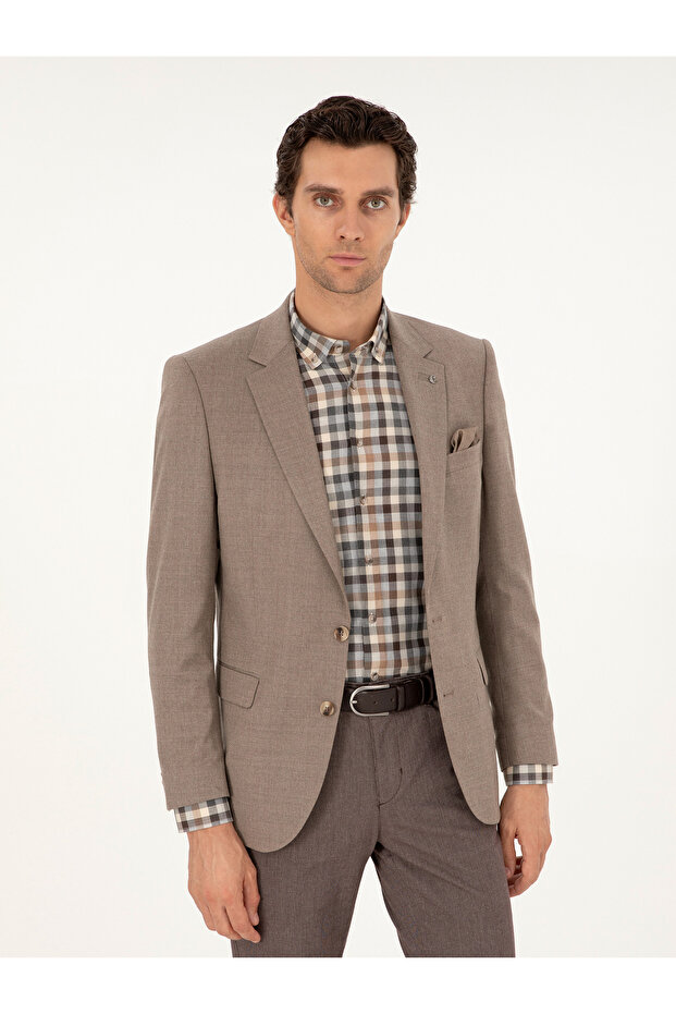 Camel Slim Fit Wool Blend Jacket 50292488-Vr015