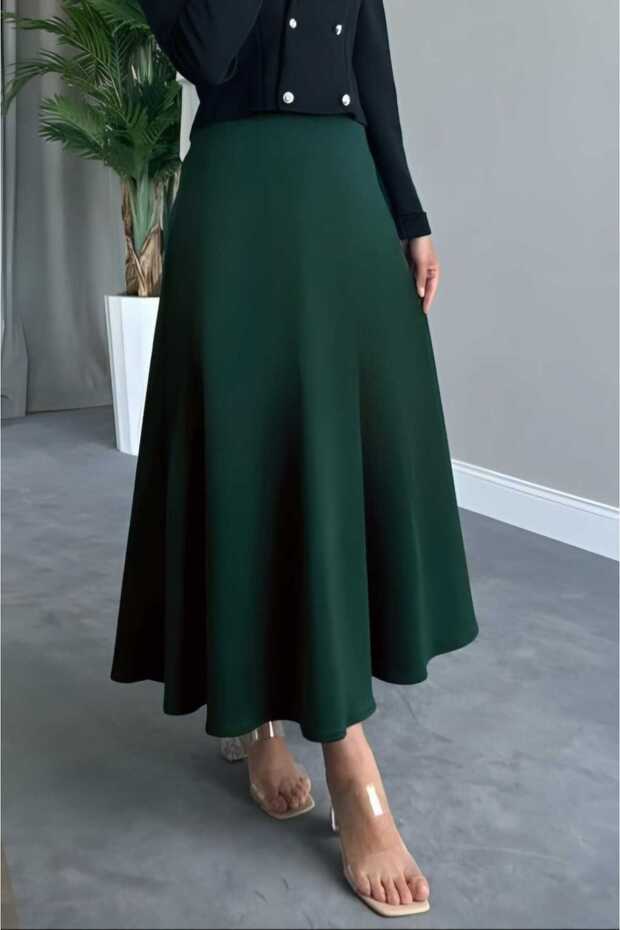 Women's Scuba Fabric Puff Flared Hijab Skirt
