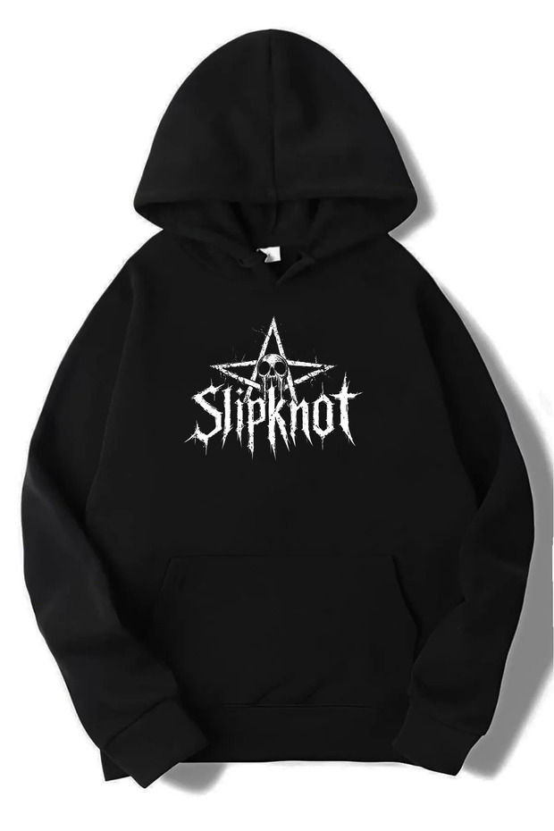 Black Unisex Hooded Sweatshirt - Slipnot Printed