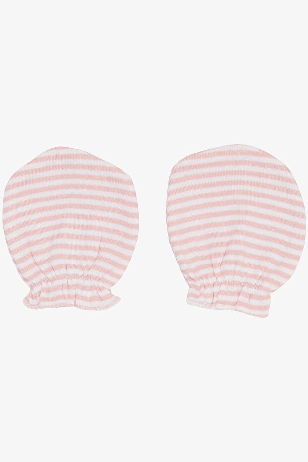 Newborn Baby Gloves Striped Pink