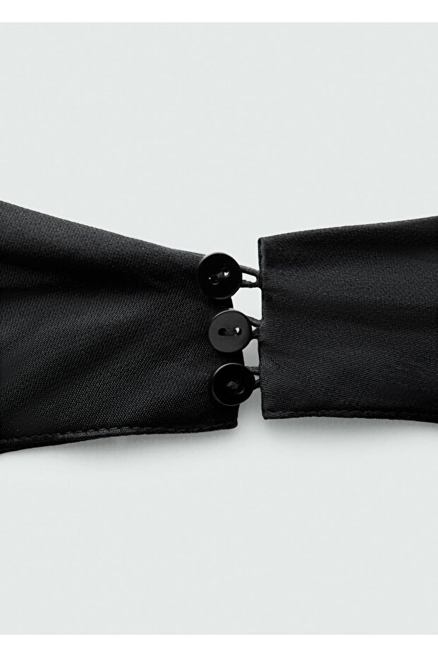 Drape saten arkası açık bluz - 5