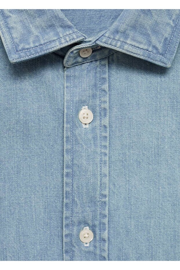 Normal Kesim Denim Gömlek - 6
