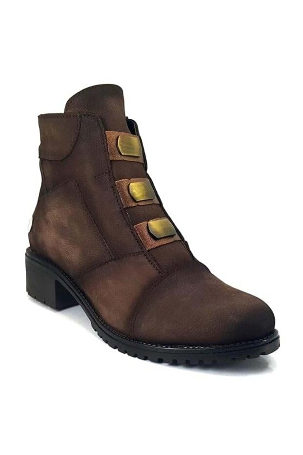 1585 Genuine Leather Daily Women's Boots-Brown Nubuck