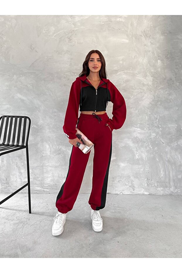 Three Thread Double Color Lower Upper Set Thick Cotton Fabric