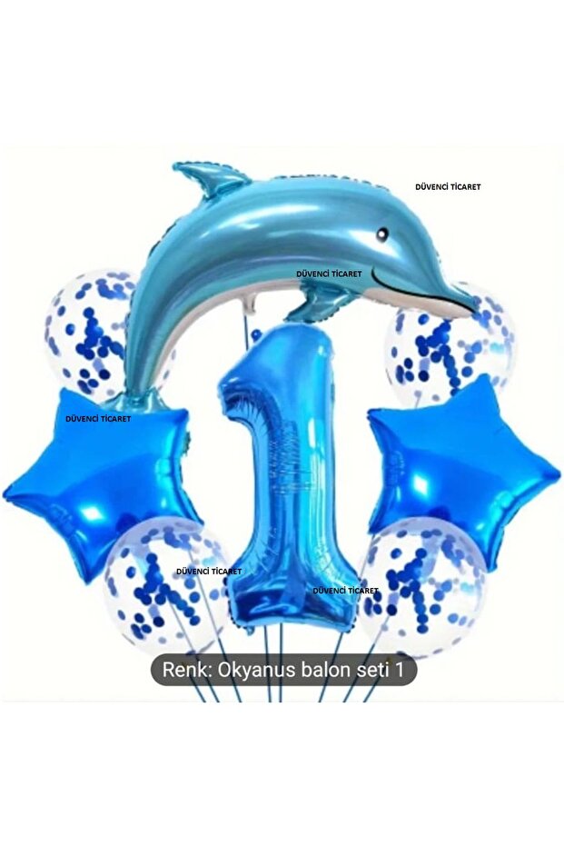 Blue Ocean Balloon Set Blue Color Dolphone Foil Balloon Set