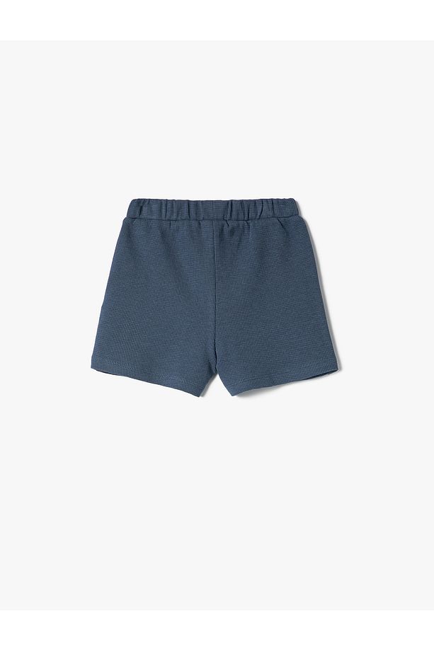 Basic Şort Beli Lastikli Dokulu Pamuklu - 2