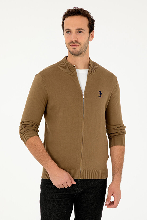 Men's Khaki Basic Knitwear Cardigan 50293526 -Vr027