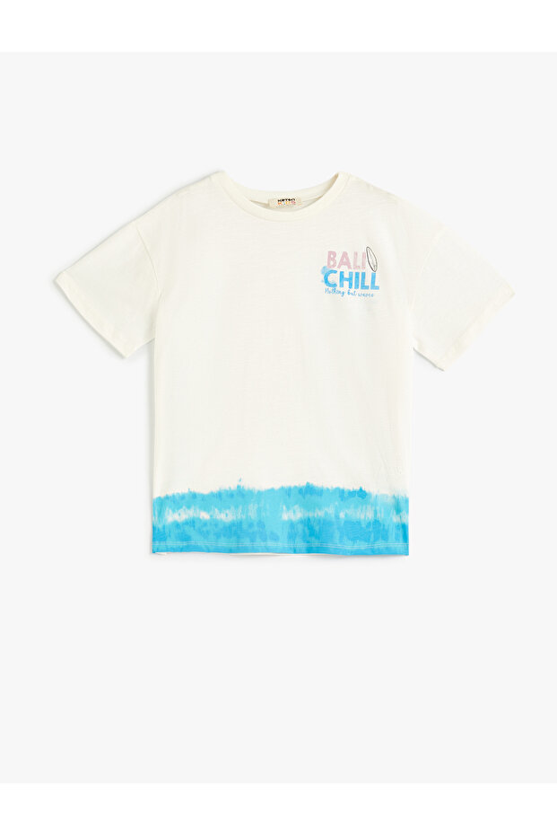 Oversize T-Shirt with Tie-Dye Print Detail, Short Sleeve, Crew Neck, Cotton