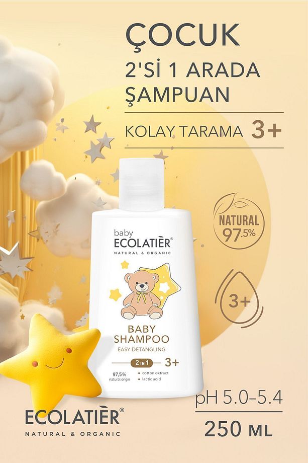 2'si 1 Arada Kolay Tarama Bebek Ve Çocuk Şampuanı 3+ Yaş Organik 250 ml Baby 2-in-1 Easy Detangling - 1