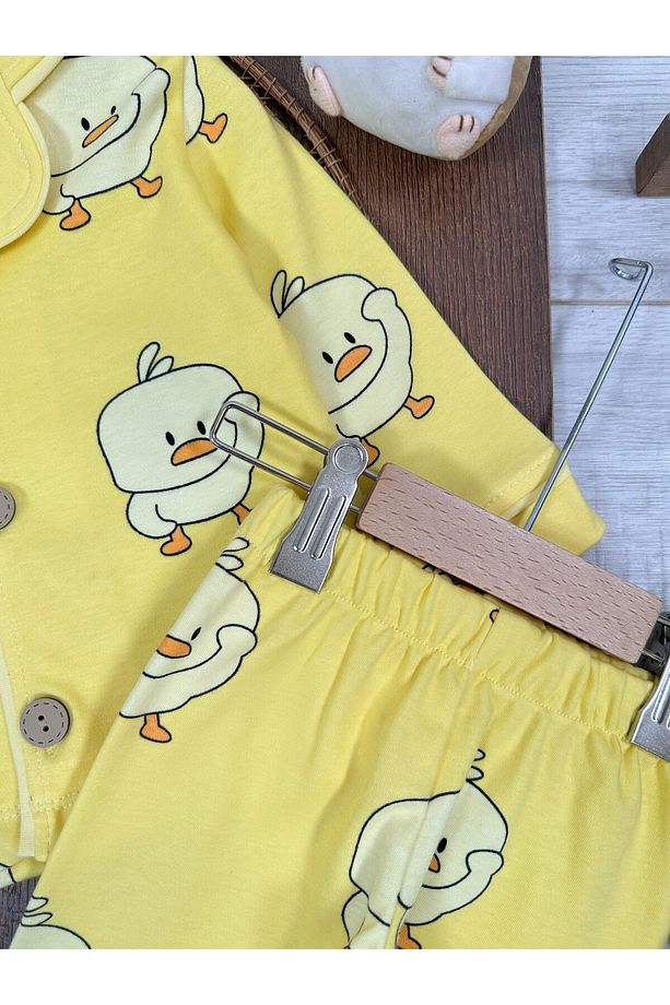 Bebek ve Çocuk Pijama %100 Pamuk Yumuşak Doku Önden Düğmeli Mevsimlik Bebek Pijama Takımı - 3