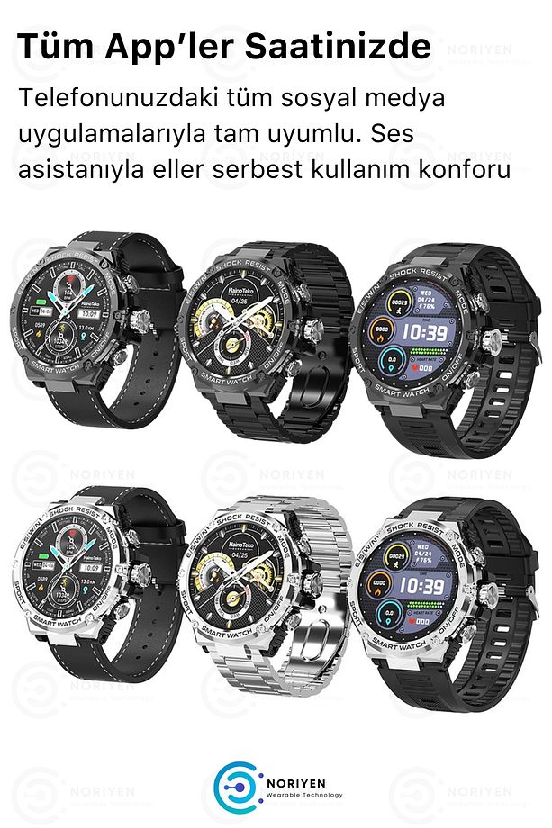 Yeni Nesil Super Amoled HD Ekran RW 56 3 Kordonlu Spor Sağlık Sensör iOS Android Uyumlu Akıllı Saat - 5