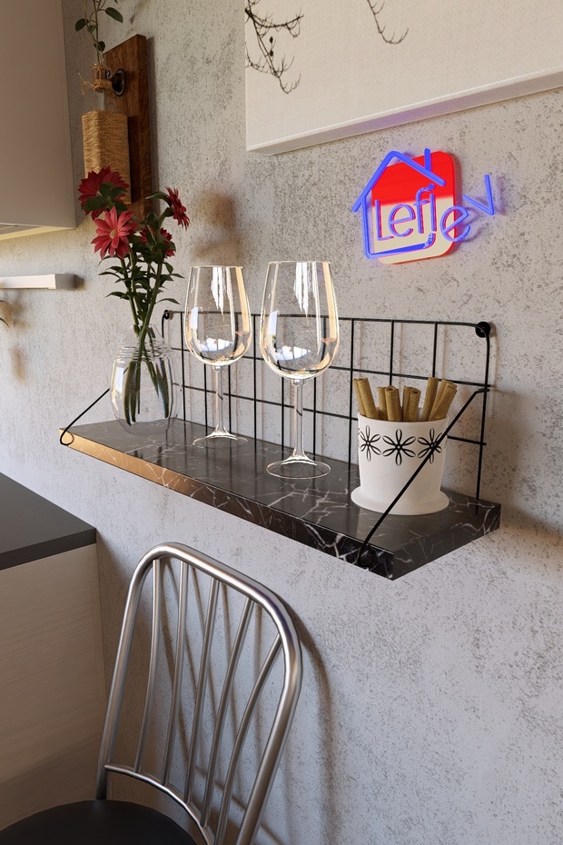 Lefi Ev Duvar Rafı Tekli Metal Duvar Rafı Modern Metal Duvar Rafı - 1