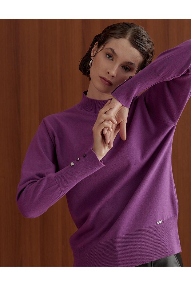 Basic Triko Bluz Fuşya - 2