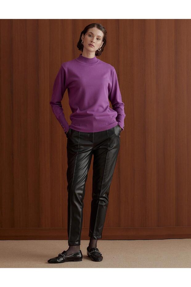 Basic Triko Bluz Fuşya - 1