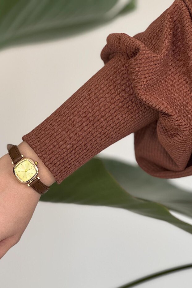 Ece Triko Elbise- Kahve - 4