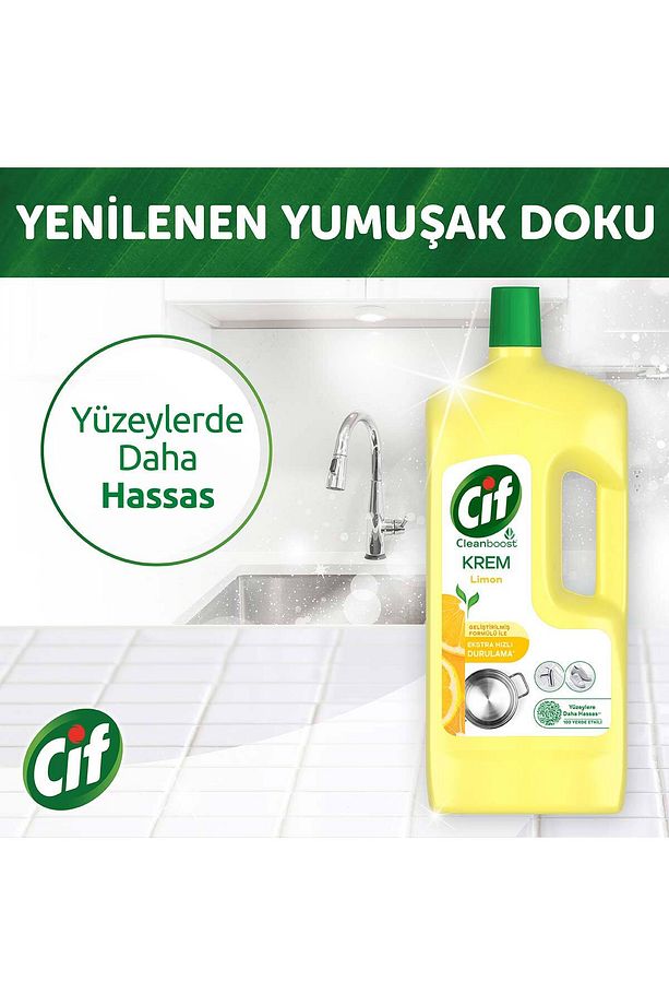 Krem Yüzey Temizleyici Limon Klor Boya Fosfat Paraben Içermez 1500 ml 2adet - 6