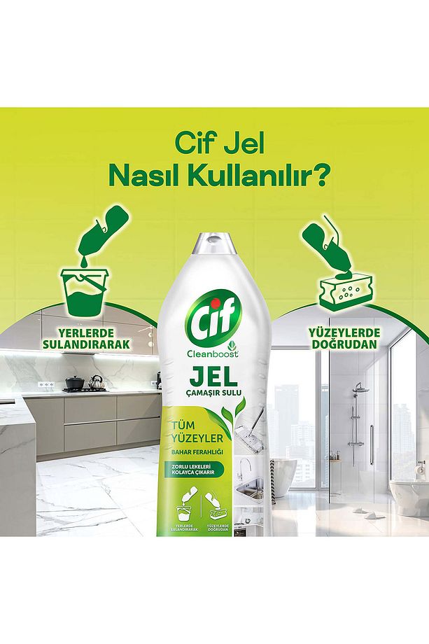 Jel Yüzey Temizleyici Tüm Yüzeyler Bahar Ferahlığı Çamaşır Suyu Katkılı 1500 ml 3 Adet - 5