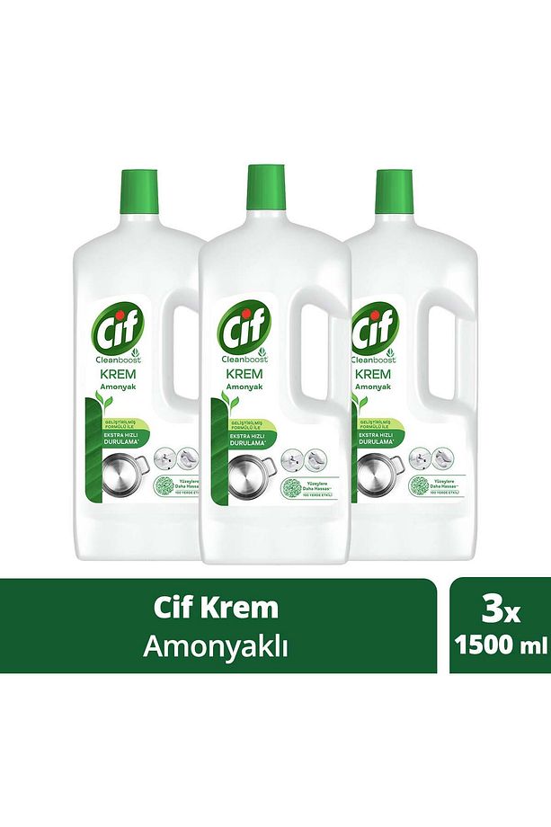 Krem Yüzey Temizleyici Amonyaklı Klor Boya Fosfat Paraben Içermez 1500ml 3adet - 1