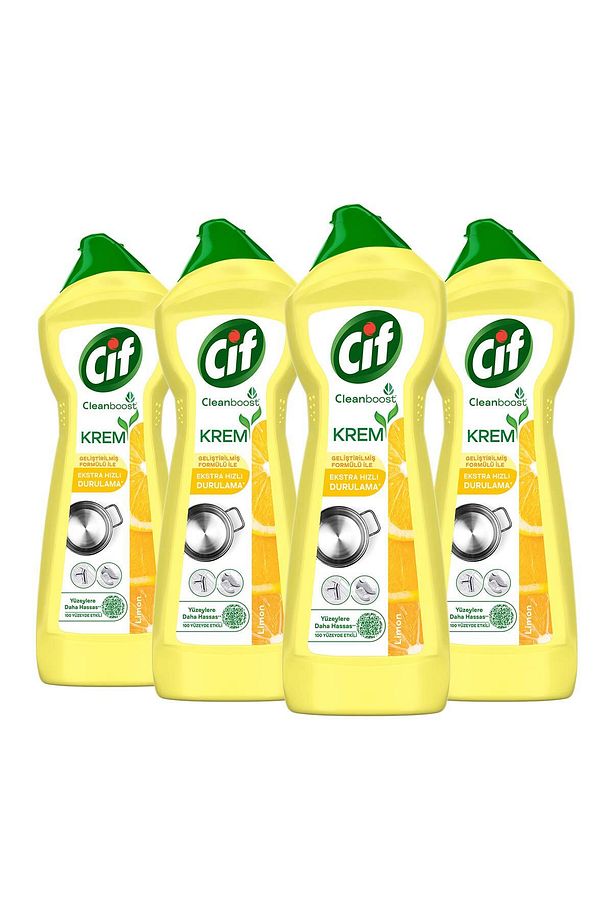 Krem Yüzey Temizleyici Limon Kokulu Klor Boya Fosfat Paraben Içermez 750 ml 4 Adet - 3