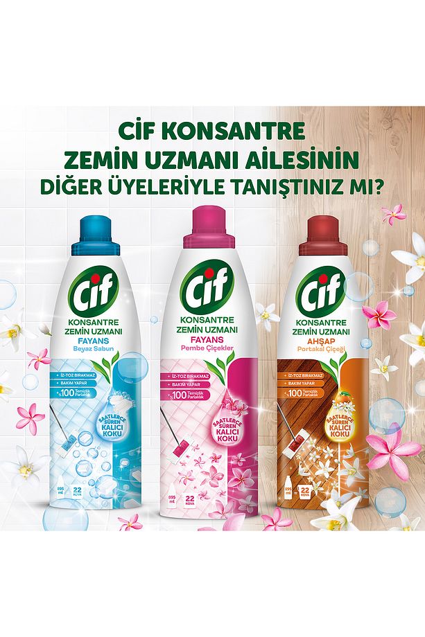 Konsantre Zemin Uzmanı Fayans Pembe Çiçekler %100 Temizlik Ve Parlaklık 895 ml 2adet - 8