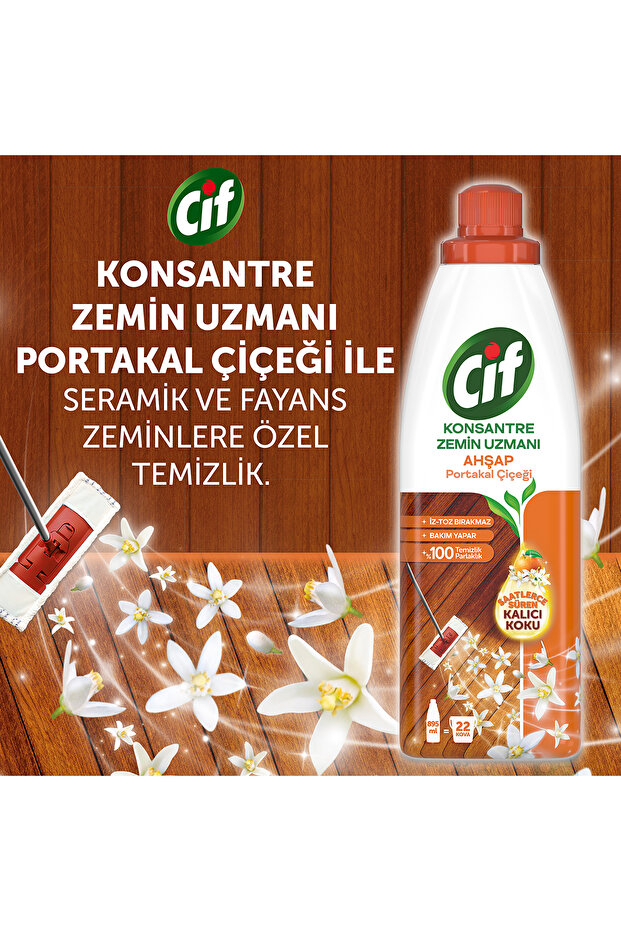 Konsantre Zemin Uzmanı Ahşap Portakal Çiçeği %100 Temizlik Ve Parlaklık 895 ml 2adet - 3