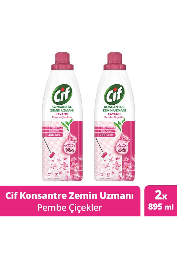 Konsantre Zemin Uzmanı Fayans Pembe Çiçekler %100 Temizlik Ve Parlaklık 895 ml 2adet - 1