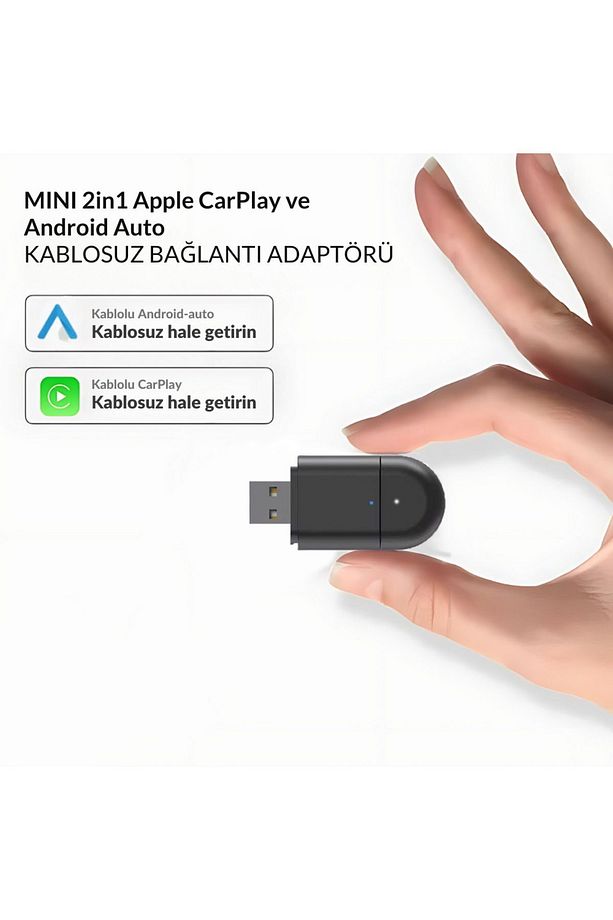 Araç Içi 2in1 Android ve Apple Cihazlar Için Kablosuz Android Auto ve Carplay Adaptörü - 1